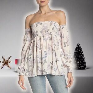 NWOT Show Me Your MuMu ‘Raquel’ Smocked Top in “Everlasting Rose” Size XS